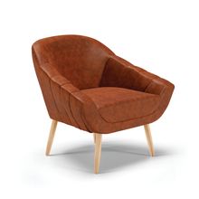 Poltrona Giovana Corano Nozes Pés Palito Natural - Indo Decorar