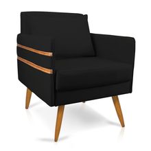 Poltrona Mari Suede Preto Pés Palito Castanho D03 - D'Rossi