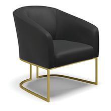 Poltrona Decorativa Industrial Dourado Stella Sintético Preto D03 - D'Rossi