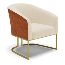 Poltrona Decorativa Industrial Dourada Stella Nozes/Linho Bege D03 - D'Rossi