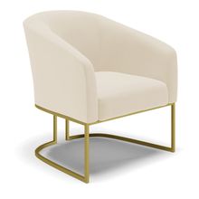 Poltrona Decorativa Industrial Dourado Stella Linho Bege D03 - DRossi