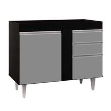 Balcão de Cozinha Lavanderia Sem Tampo 02 Gavetas Bia Preto e Cinza 100 Cm - D'Rossi