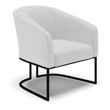 Poltrona Decorativa Industrial Preto Stella Linho Cinza D03 - DRossi