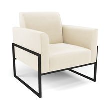 Poltrona Base Industrial Alta Preto Marisa Veludo Bege D03 - D'Rossi