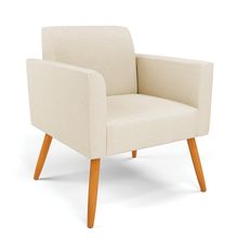 Poltrona Pés Palito Castanho Marisa Linho Bege A19 D03 - D'Rossi