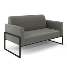 Sofá Namoradeira Base Industrial Alta Preto Marisa Suede Grafite D03 - D'Rossi