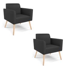 Kit 2 Poltronas Pés Palito Natural Marisa Corino Preto D03 - D'Rossi