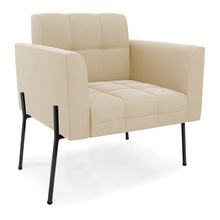 Poltrona Pé de Ferro Preto para Sala Elisa Suede Bege D03 - D'Rossi