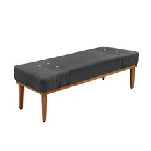 Divã Recamier Banco Base Madeira para Quarto Gênova 195cm Suede Cinza S04 - D'Rossi