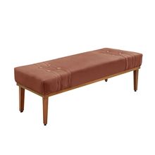 Divã Recamier Banco Base Madeira para Quarto Gênova 195cm Veludo Cobre S04 - D'Rossi