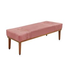 Divã Recamier Banco Base Madeira para Quarto Gênova 195cm Veludo Rosa S04 - D'Rossi
