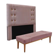 Cabeceira Cama Box Solteiro 90cm e Recamier Gênova Veludo Lilás S04 - D'Rossi