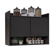 Armário de Cozinha Aéreo 70,5 cm Com Nicho Colin Preto M12 - D'Rossi