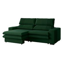 Sofá 2 Lugares Retrátil Noruega 270 cm Veludo Verde Militar Pés Tabaco - D'Rossi