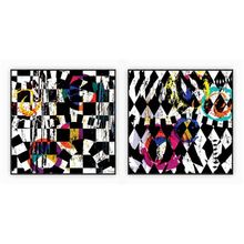 Kit Com 2 Quadros Decorativos Abstratos Com Moldura Para Sala Quarto Escritório 92x92 Abstrato 014