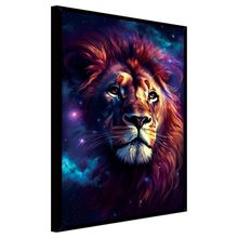 Quadro Leão Judá Estrelas Universo Moldura Cx Alta 40x60 Titulo Moldura Preta