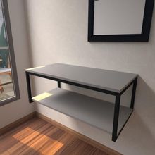 Aparador Industrial Cinza Moderno Cantinho Café Escritorio Simples Bancada Suspensa