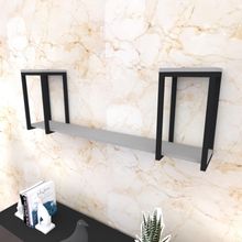 Prateleira Industrial Suspensa Estante Parede Nicho Cinza Ferro E Madeira Suporte Pratileira