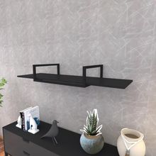 Prateleira Industrial Suspensa Estante Parede Nicho Preto Ferro E Madeira Suporte Pratileira