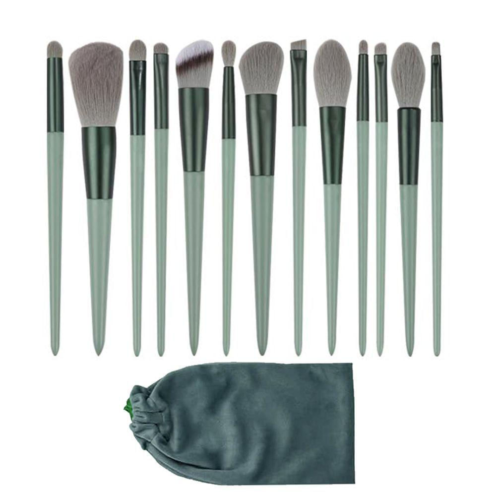 Pincel Kit 13 Peças Maquiagem Bolsa Make Up Base Corretivo Po Compacto Sombra