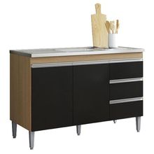 Balcão De Pia Andréia 100 Cm Amendoa Preto - Ajl