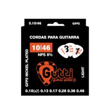 Encordoamento Strings Gutti By Groove 0.010 NPS 8% + 3 Palhetas E 1ª MI Extra