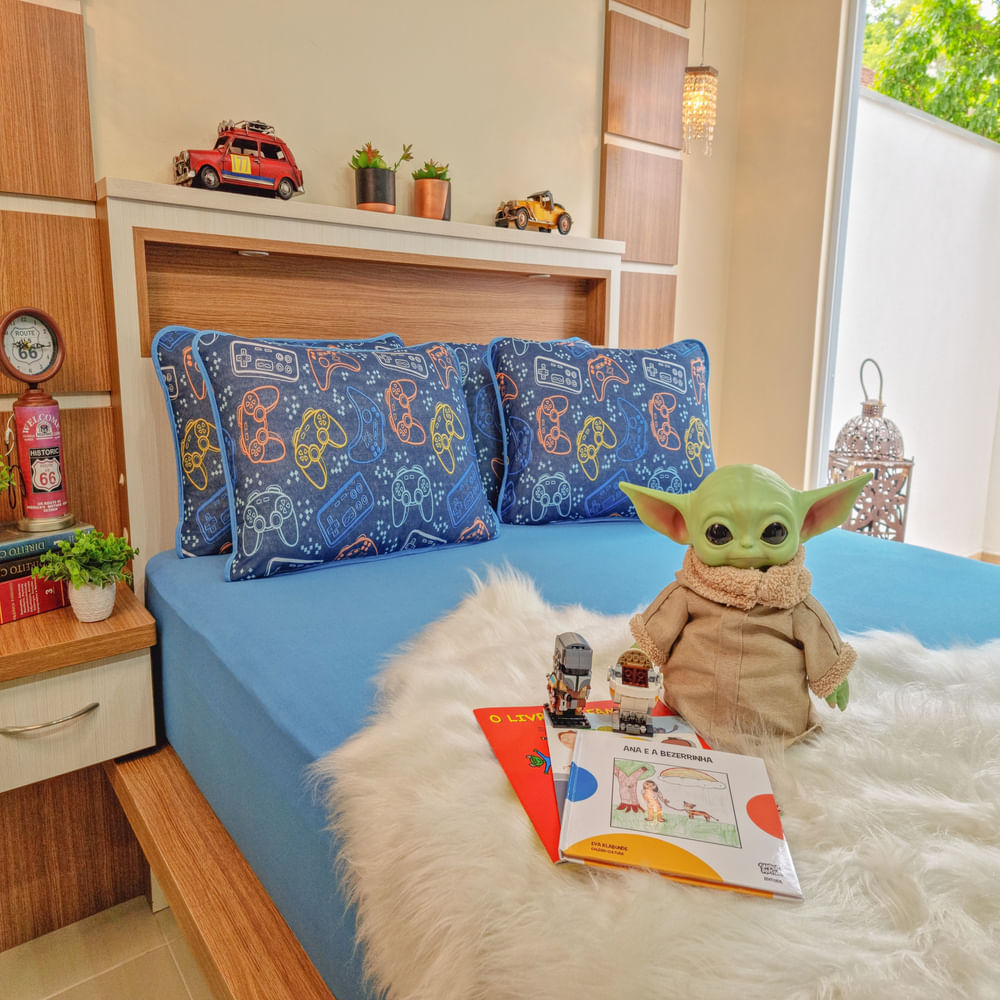 Jogo De Lençol Solteiro Star Wars Baby Yoda 2 Peças