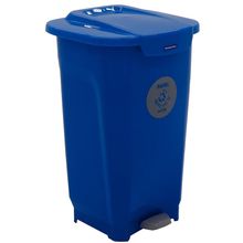 Lixeira para Coleta Seletiva com Pedal Tramontina T-Force em Polipropileno Azul - 50 L