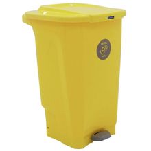 Lixeira para Coleta Seletiva com Pedal Tramontina T-Force em Polipropileno Amarelo - 100 L