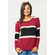 Blusa Manga Longa Pau a Pique Listrada Bordô