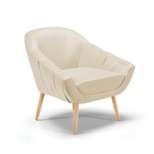 Poltrona Giovana Corino Bege Pés Palito Natural - Indo Decorar