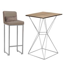 Kit Mesa Bistrô E 1 Banqueta Alta Bege E Almofada Bege