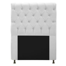 Cabeceira Cristal 90cm Solteiro com Strass Suede Branco