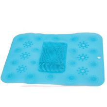 Tapete Silicone Redondo Antiderrapante Massageador Limpeza Pés Banho De Box Cor:azul - Quadrado