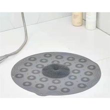 Tapete Silicone Redondo Antiderrapante Massageador Limpeza Pés Banho De Box Cor:cinza - Redondo