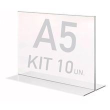 Display Expositor T A5 15x21cm Horizontal Acrílico Ps 10 Pçs