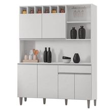 Armário Para Cozinha Kit Alice Branco Brilho - Ajl