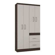 Guarda Roupa Solteiro Milão 4 Portas Chocolate Off White – Poquema