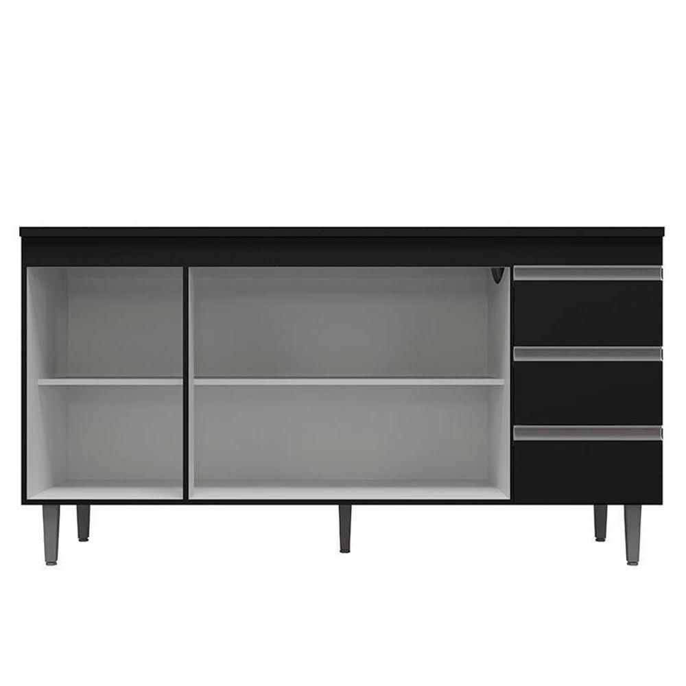 Balcão De Cozinha Andréia Com Tampo 150 Cm Preto Fosco - Ajl - Shop Coopera