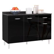 Balcão De Cozinha Com Tampo 120 Cm Preto – Poquema