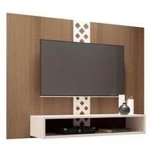 Painel Para Tv Home Suspenso Form Castanho Off White – Hb Móveis