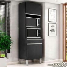 Armário Paneleiro Torre Quente 2 Fornos Ambiente Andréia Preto Fosco - Ajl