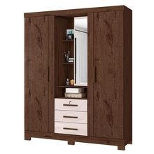 Guarda Roupa Solteiro Capelinha Premium 3 Portas Jacarandá Off White – Zanzini