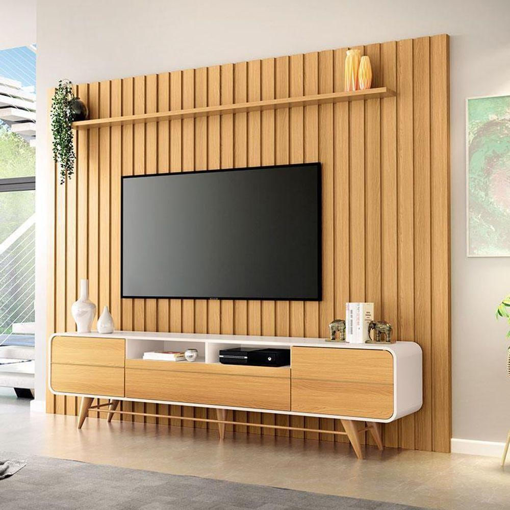 Rack Bancada época Com Painel Ripado You 2.7 Cinamomo Off White - Hb ...