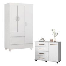 Cômoda Flora E Guarda Roupa Solteiro Branco - Demóbile