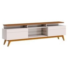 Rack Bancada Classic 2 Gavetas Com Nicho Off White Freijó Touch - Imcal