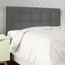 Cabeceira Estofada Cama Box Queen 160 Cm Milão Suede Suede Cinza