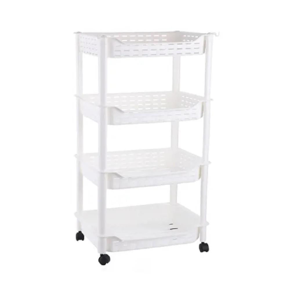 Carrinho Organizador Cozinha Multiuso Manicure Brinquedos 4 Prateleiras Fruteira Quarto Escritorio Varanda Branco
