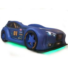Cama Carro Zmax Racing - Solteiro Com Leds E Banco Traseiro