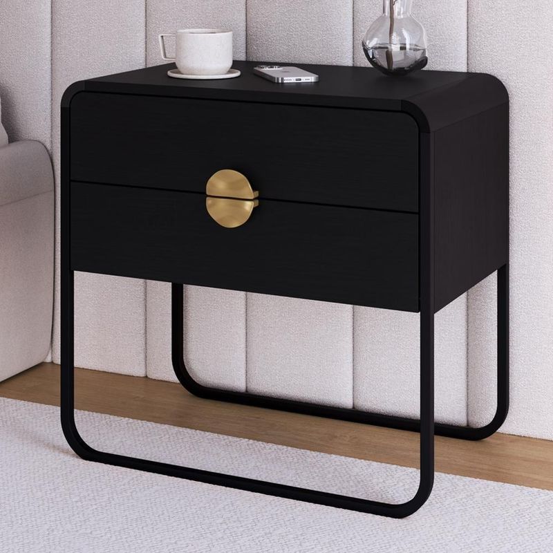 Mesa De Cabeceira 2 Gavetas Organica 60 Cm 28062 Artesano Nero Preto ...